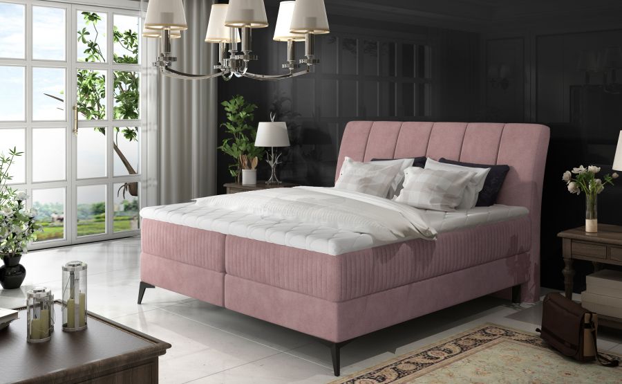 Kontinentální postel Boxspring ADELINE růžová