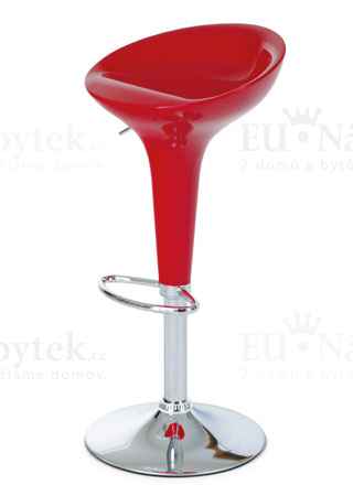 barová židle červená/plast chrom