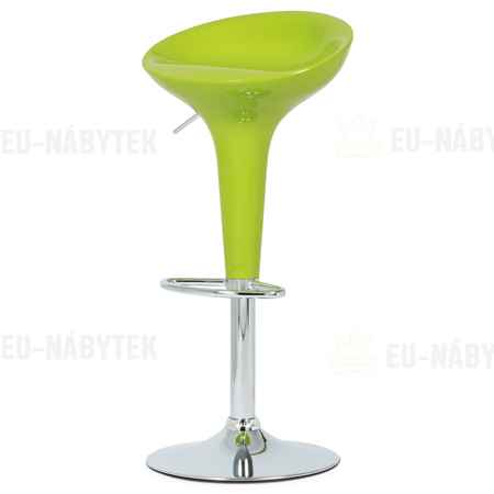 Barová židle, zelený plast / chrom