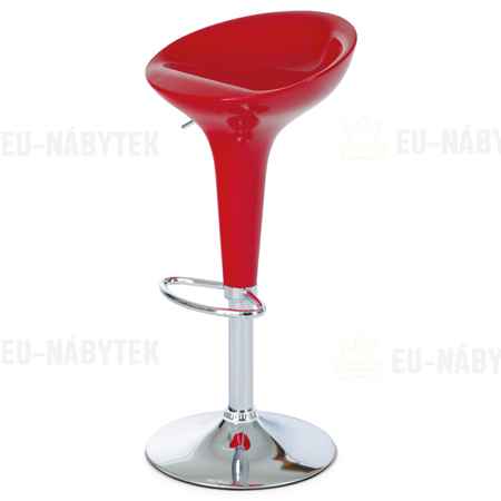 barová židle červená/plast chrom