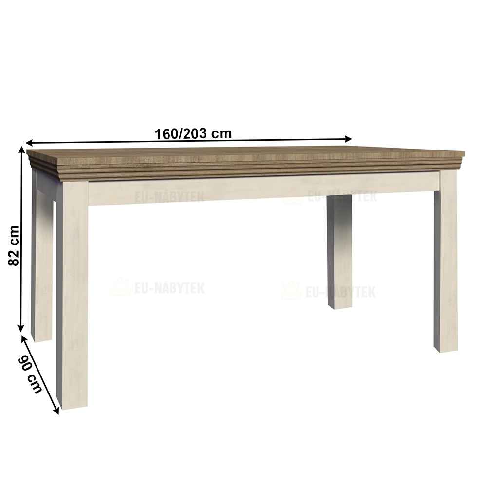 Jídelní rozkládací stůl, sosna skandinávská / dub divoký, 160-203x90 cm, ROYAL ST