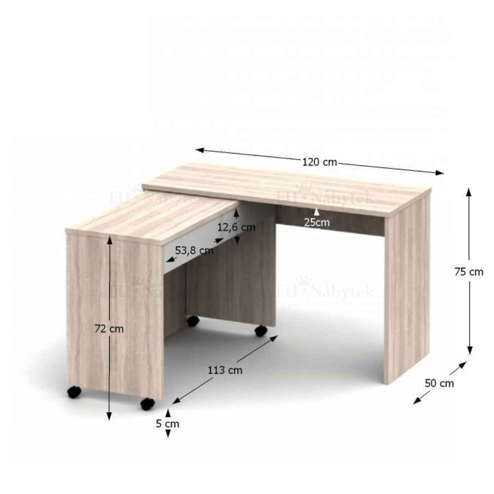 Rozkládací PC stůl se šuplíky, dub sonoma / bílá, Versal NEW