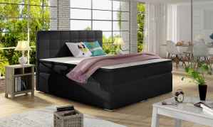 Kontinentální postel Boxspring LUCIE černá ekokůže 180x200cm