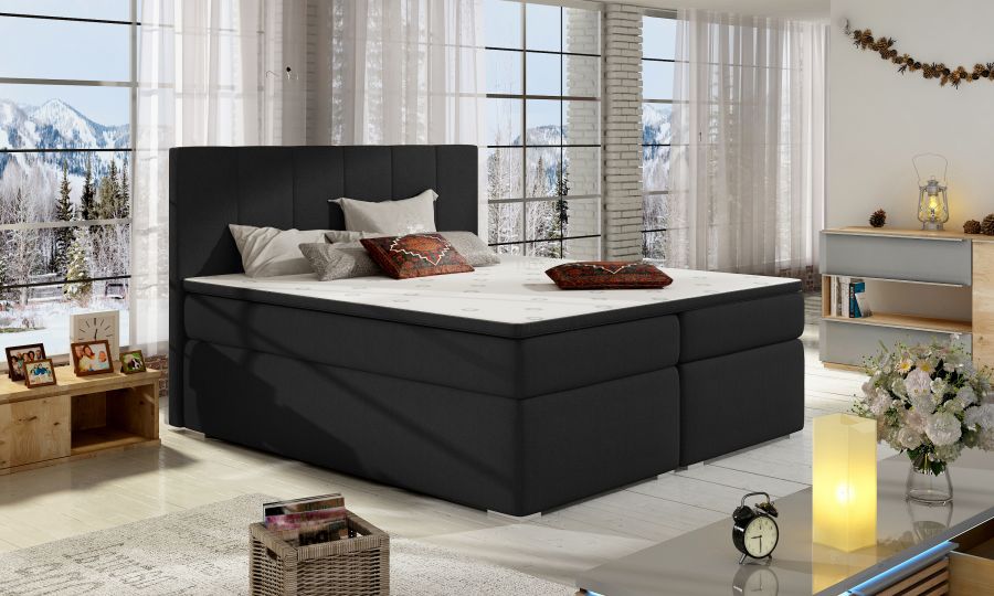 Kontinentální postel Boxspring MARIO černá
