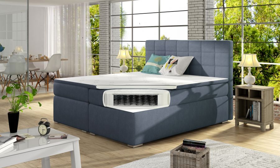 Kontinentální postel Boxspring LUCIE tmavě hnědá