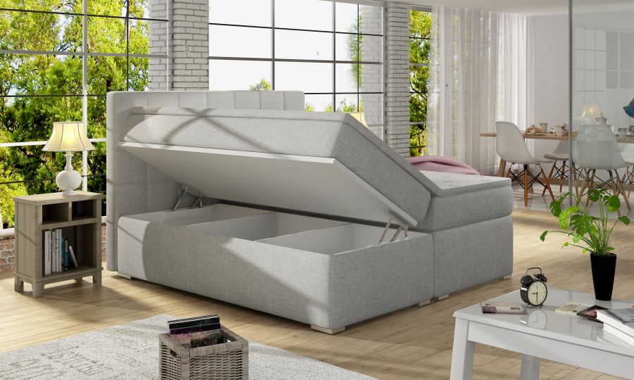 Kontinentální postel Boxspring LUCIE tmavě šedá