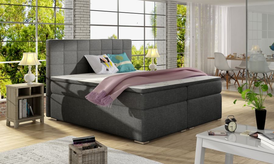 Kontinentální postel Boxspring LUCIE tmavě šedá