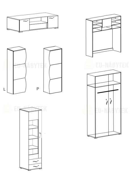 Moderní obývací stěna SAREMO – velký úložný prostor a stylový design
