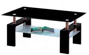 Konferenční stolek ANTON černá/černé horní sklo