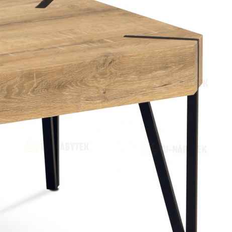 Konferenční stolek 110x60x43, MDF bělený dub, kov černý mat