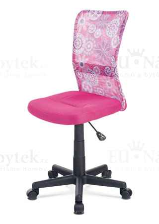 kancelářská židle, látka MESH růžová s motivem, plyn.píst