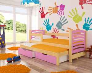 Dětská výsuvná postel VILLA růžová