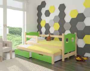 Dětská výsuvná postel CAMP zelená