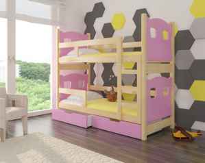 Dětská patrová postel TARABA růžová