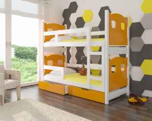 Dětská patrová postel TARABA oranžová / bílá