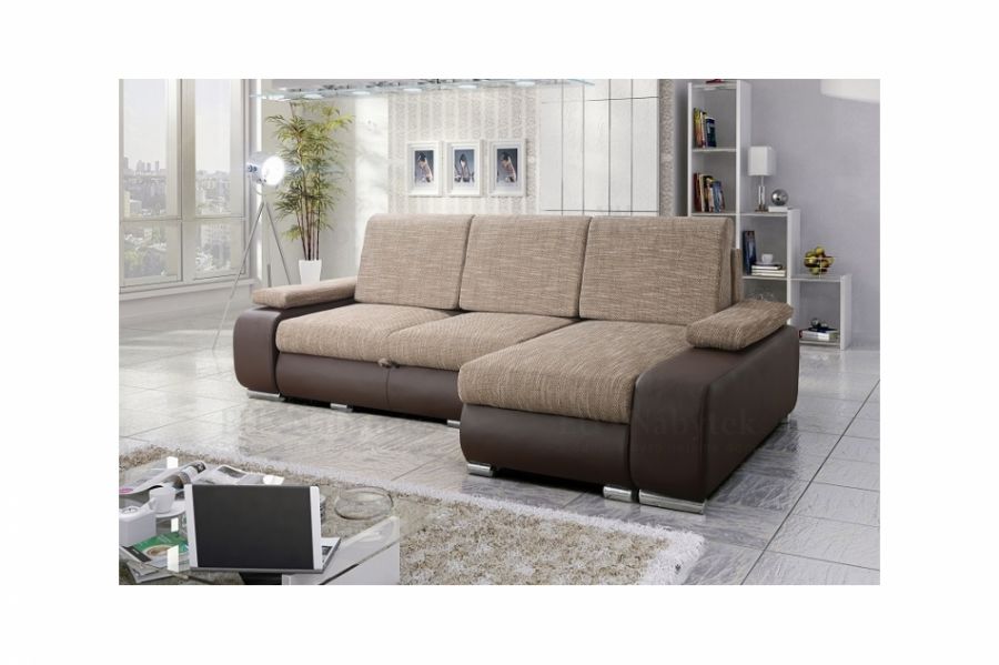 Rozkládací rohová sedačka LATTE hnědá / cappucino