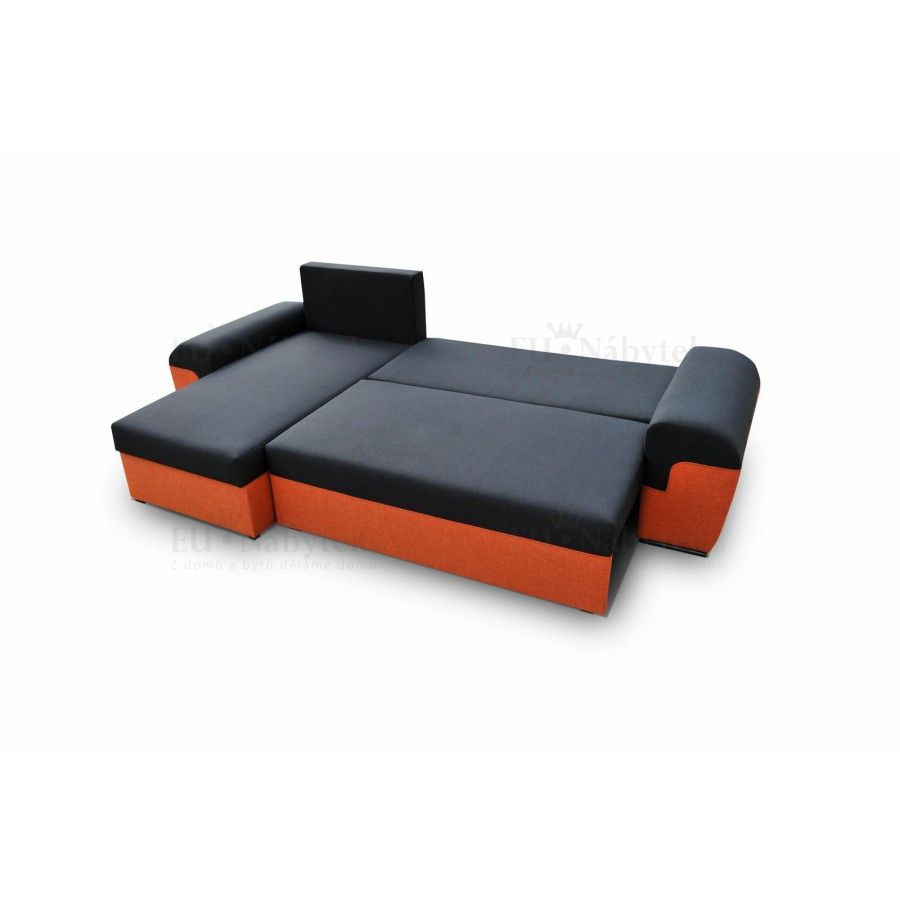 Sedací souprava DORI černá / oranžová (sedačka+křeslo+taburet)