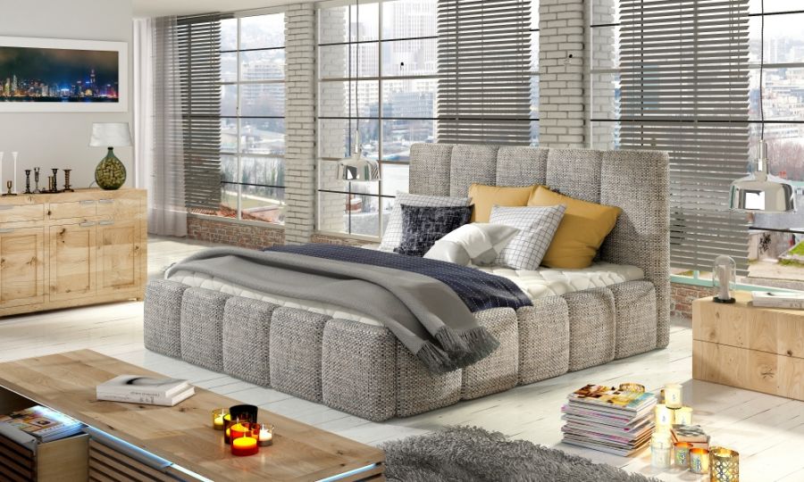 Čalouněná postel HEDVIKA šedá 140x200cm