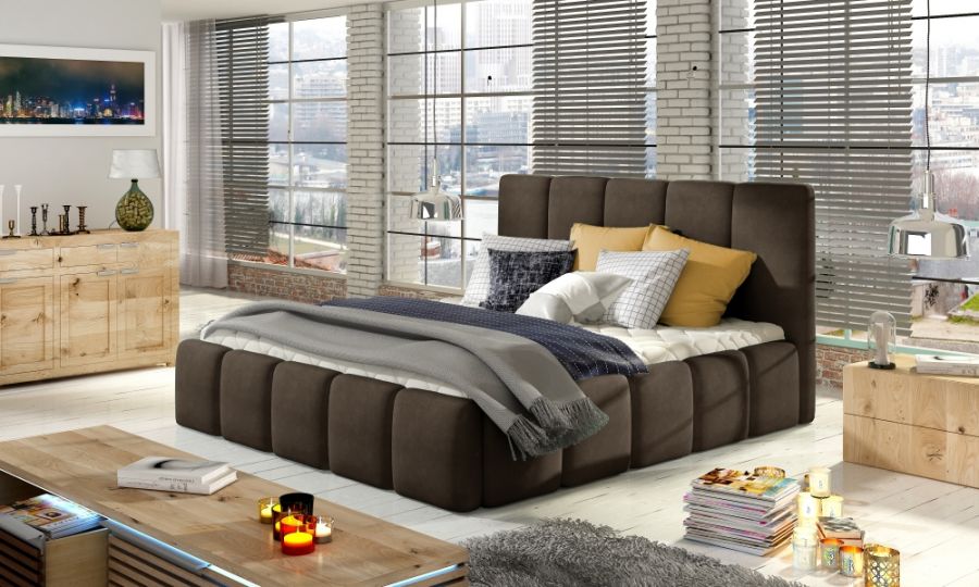 Čalouněná postel HEDVIKA hnědá 140x200cm