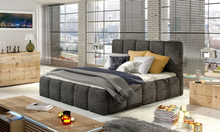 Čalouněná postel HEDVIKA černá 160x200cm