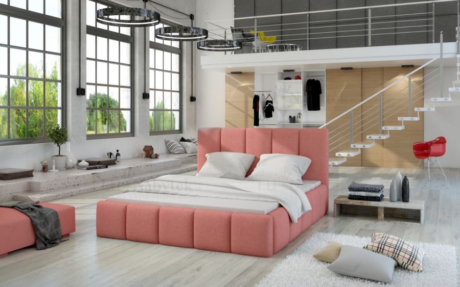 Čalouněná postel HEDVIKA růžová 160x200cm
