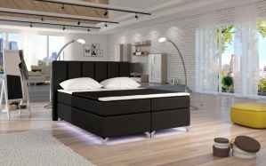 Kontinentální postel Boxspring BRAZIL černá ekokůže 180x200cm