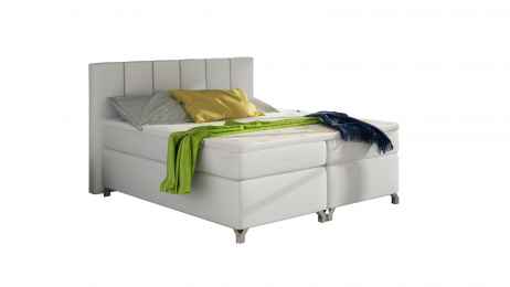Kontinentální postel Boxspring BRAZIL bílá ekokůže