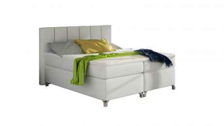 Kontinentální postel Boxspring BRAZIL bílá ekokůže
