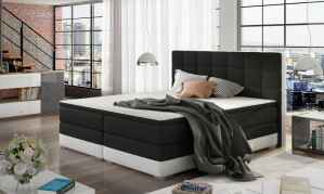 Kontinentální postel Boxspring LUCAS černá / bílá 160x200cm