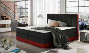 Kontinentální postel Boxspring LUCAS černá / červená 180x200cm