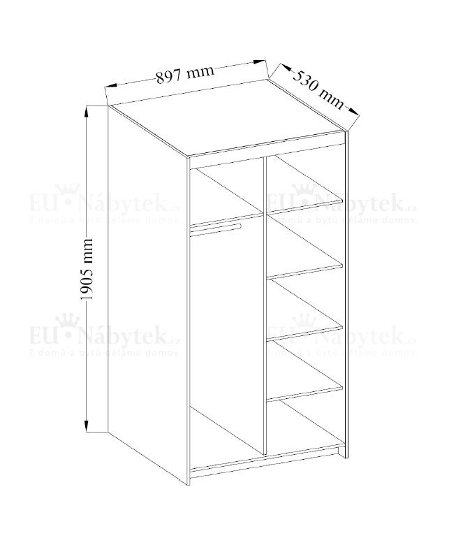Šatní skříň LENA 90 dub lefkas DOPRODEJ