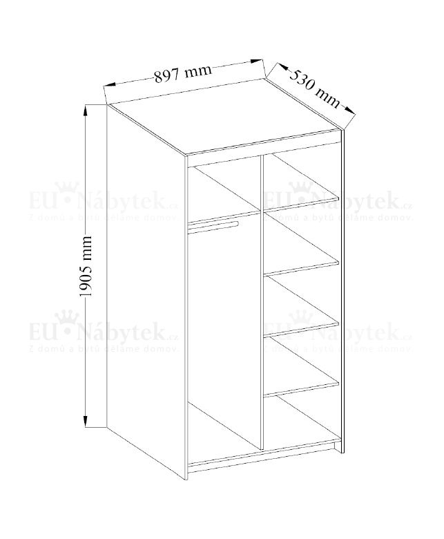 Šatní skříň LENA 90 dub sonoma