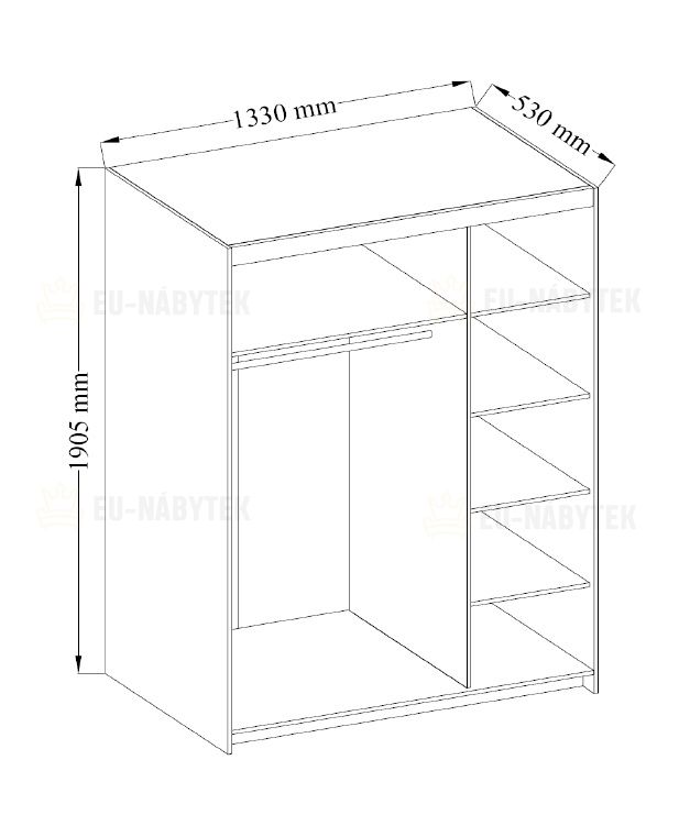 Šatní skříň LENA 133 bílá