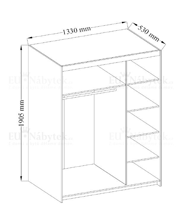 Šatní skříň LENA 133 dub lefkas
