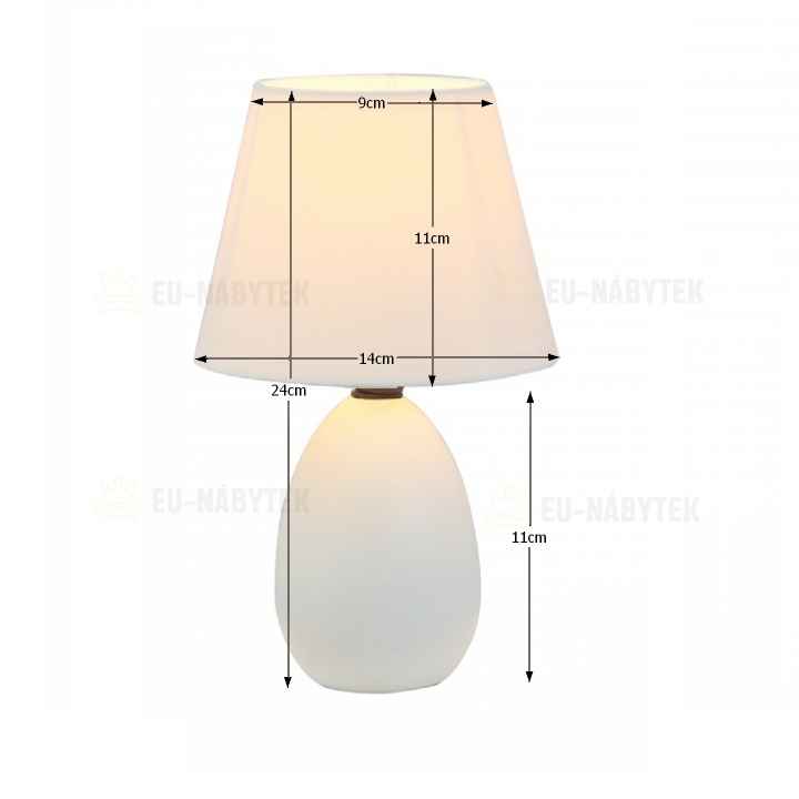 Keramická stolní lampa, bílá, QENNY TYP 12
