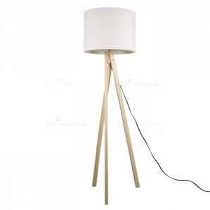 Stojací lampa, bílá / přírodní dřevo, LILA Typ 6