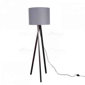 Stojací lampa, šedá / dřevo černé, LILA TYP 10