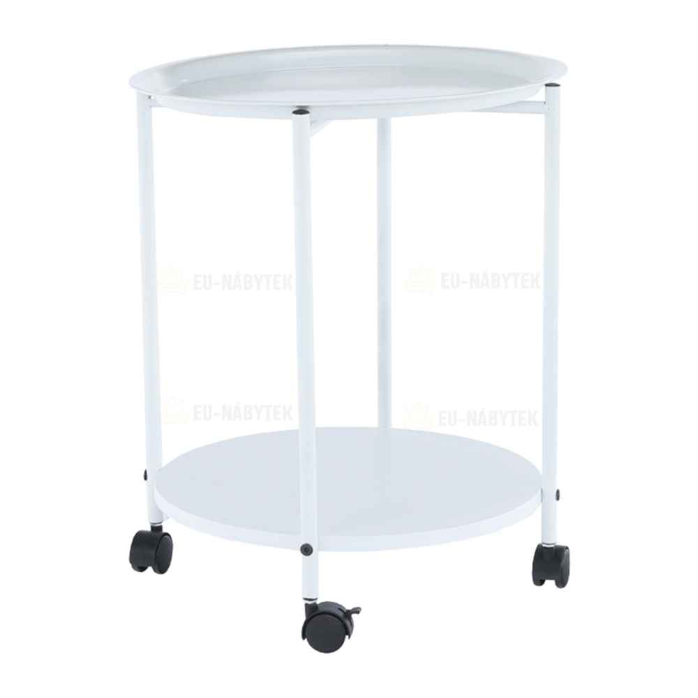 Příruční stolek s kolečky, bílá, DERIN DOPRODEJ