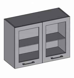 Kuchyňská skříňka DIAMOND, horní vitrína dvoudveřová 80 cm - černá