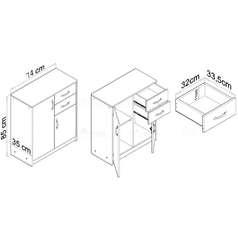 Komoda JULIUS K12D2S dub sonoma DOPRODEJ*