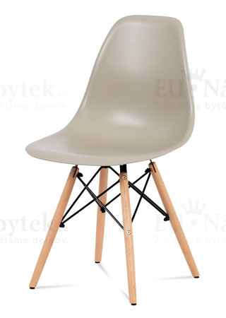 Jídelní židle, plast latté / masiv buk / kov černý