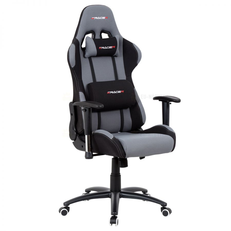 Kancelářská židle houpací mech., šedá látka, kovový kříž