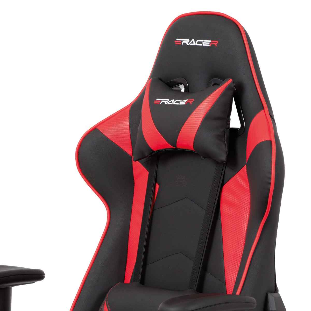 Kancelářská židle houpací mech., černá + červená koženka, plast. kříž