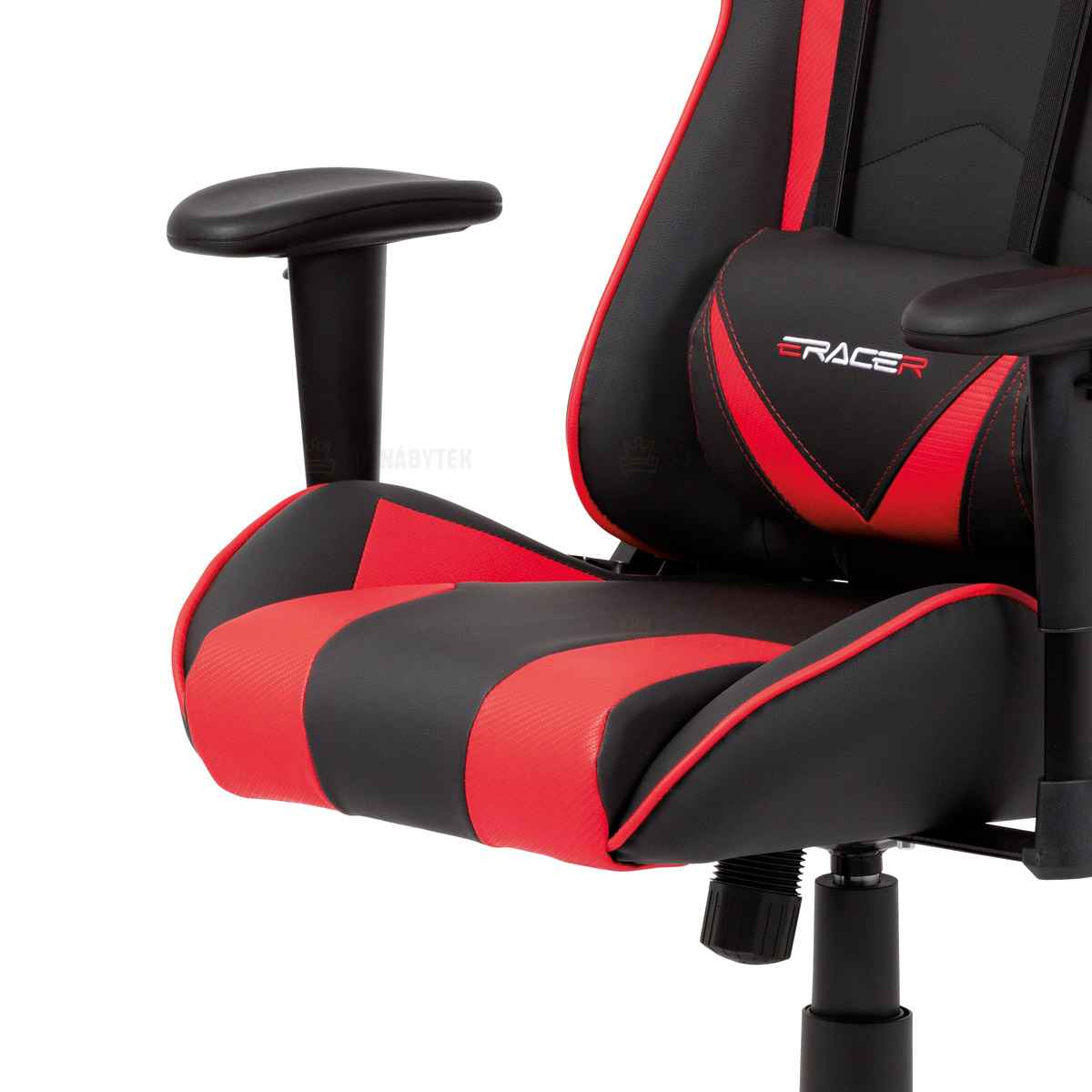 Kancelářská židle houpací mech., černá + červená koženka, plast. kříž