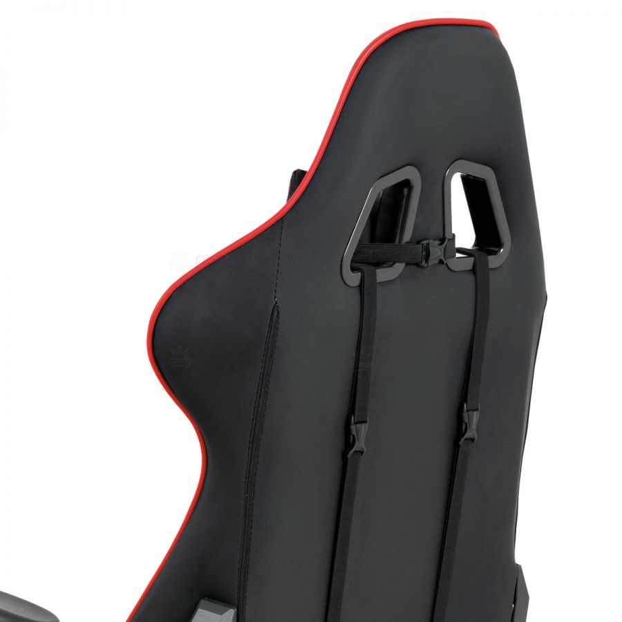 Kancelářská židle houpací mech., černá + červená koženka, plast. kříž