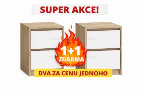 Noční stolek KARIN dub sonoma/bílá 1+1 ZDARMA