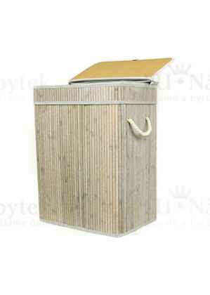 Koš prádelní z bambusu, obdélník, barva šedobílá, v papírové krabičce