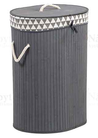 Koš prádelní z bambusu, ovál, barva šedá, v papírové krabičce