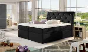 Kontinentální postel Boxspring CALVIN černá ekokůže 160x200cm