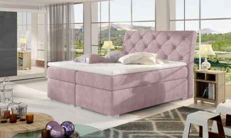 Kontinentální postel Boxspring CALVIN světle růžová
